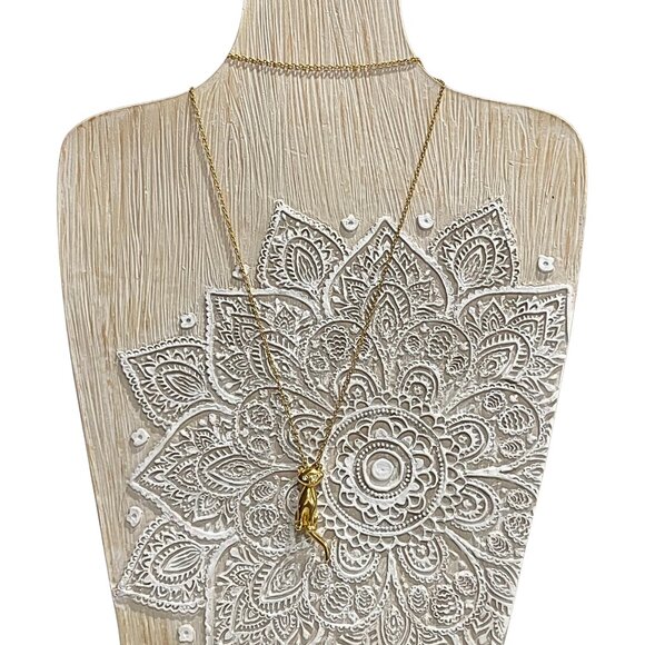 Vintage Retro Cat Gold Tone Necklace Articulated Movable Rhinestone 23-27” Adj - Picture 3 of 8